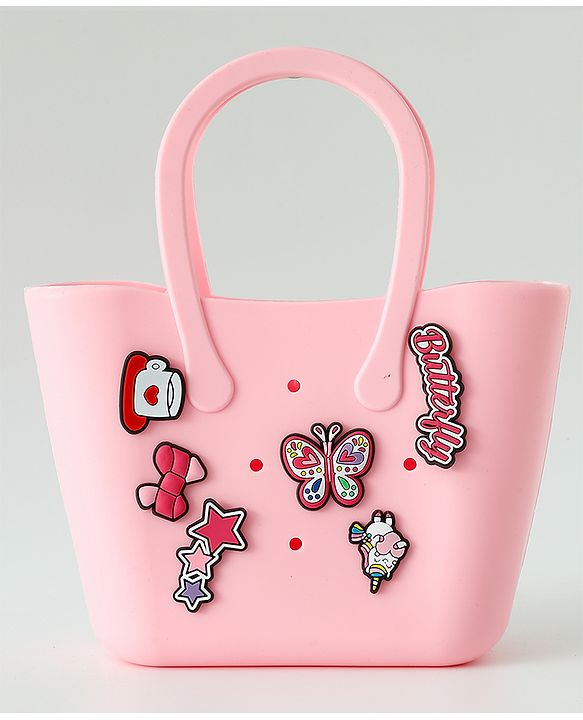 Babyhug Hand Bag With Butterfly & Bow Applique Free Size - Pink