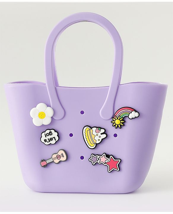 Babyhug Hand Bag With Floral & Stars Applique Free Size - Purple