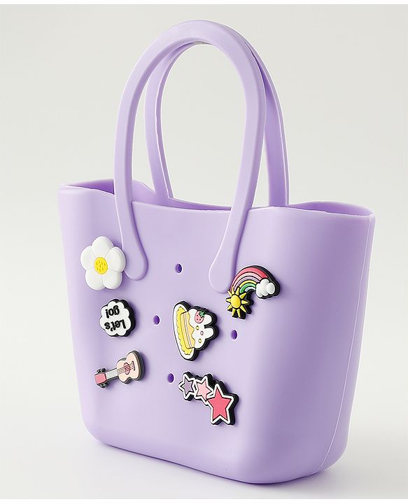 Babyhug Hand Bag With Floral & Stars Applique Free Size - Purple