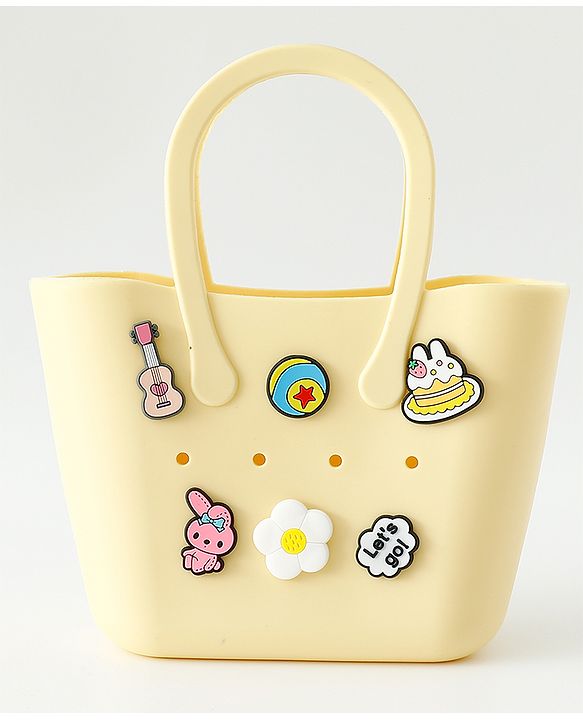 Babyhug Hand Bag With Floral & Bunny Applique Free Size - Beige