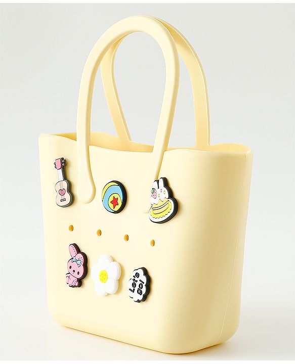 Babyhug Hand Bag With Floral & Bunny Applique Free Size - Beige
