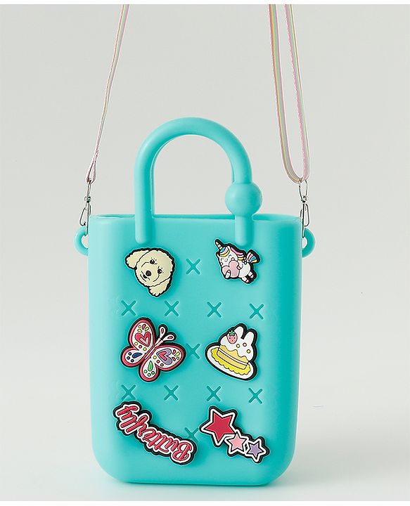 Babyhug Free Size Sling Bag With Butterfly Applique & Detachable Straps - Blue