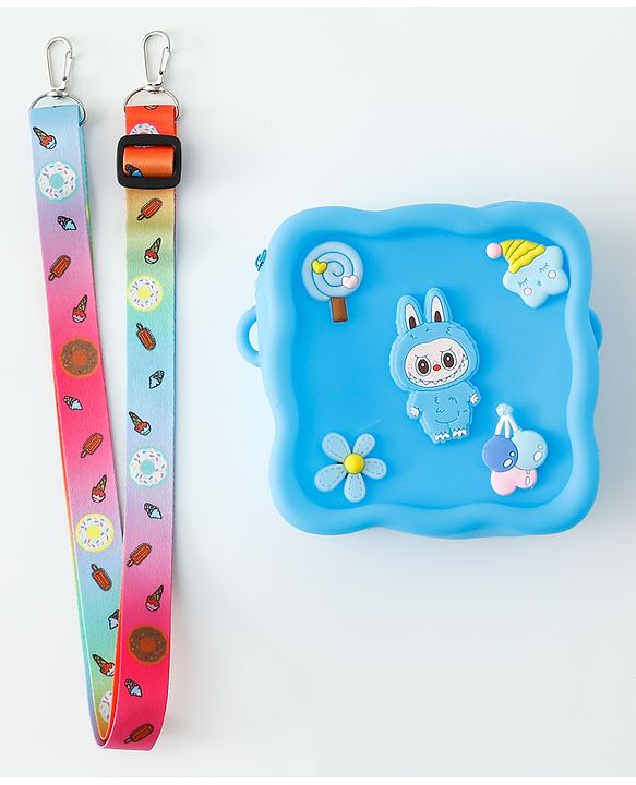 Babyhug Free Size Sling Bag With Animal Applique & Detachable Straps - Blue