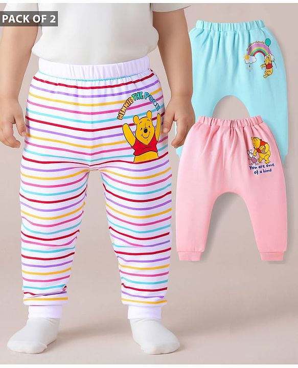 Babyhug Cotton Knit Full Length Diaper Leggings Dino Print Pack of 3 -Multicolour main image 1