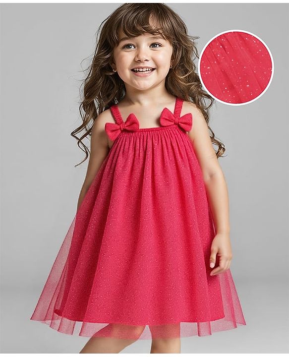 Babyhug Woven Sleeveless Party Frock with Floral Lace Detailing - White main image 0