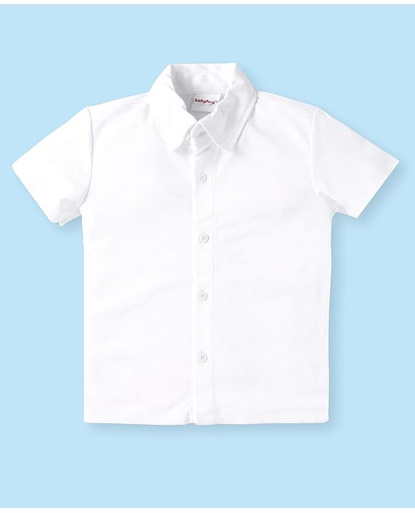 Babyhug Woven Half Sleeves Solid Color Shirt with Checkered Shorts with attached Suspender & Bow - White Navy & Red