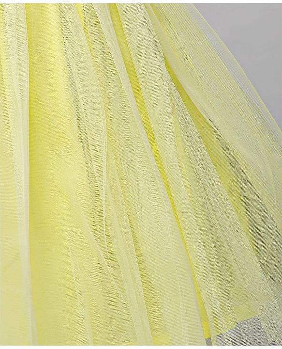 Babyhug Woven Sleeveless Party Dress With Floral Embroidery - Yellow