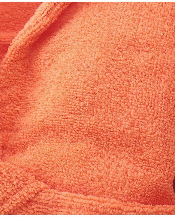 Babyhug Velour Knit Full Sleeves Bath Robe With Lobster Embroidery - Orange