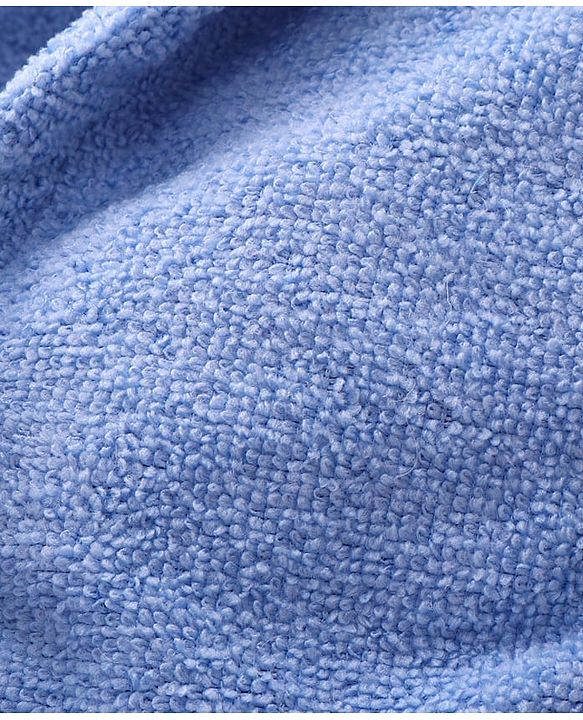 Babyhug Velour Knit Full Sleeves Bath Robe With Shark Embroidery - Blue