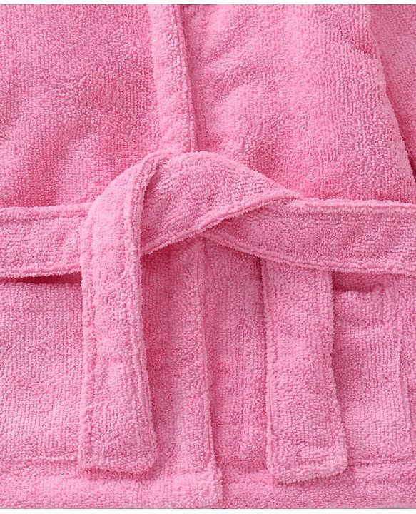 Babyhug Microfiber Terry Knit Full Sleeves Hooded Bath Robe With Bunny Ears Applique Embroidery - Pink
