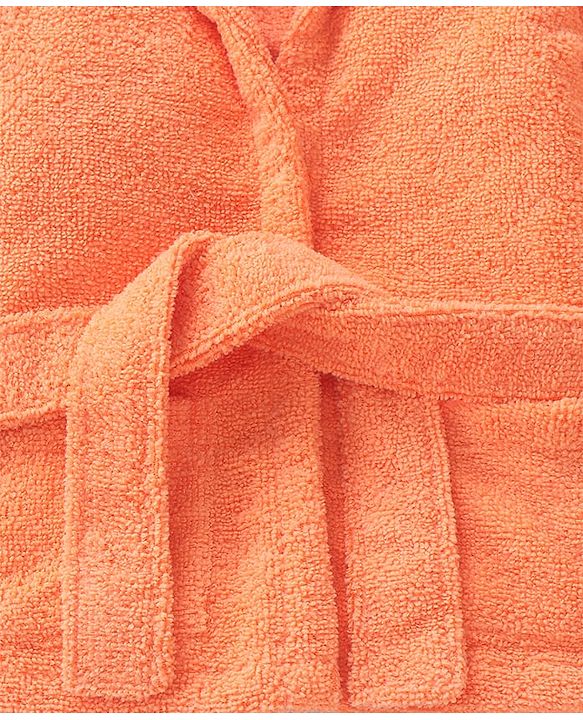 Babyhug Microfiber Terry Knit Full Sleeves Hooded Bath Robe With Tiger Ears Applique Embroidery -Orange