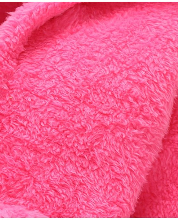 Babyhug Terry Knit Full Sleeves Hooded Bath Robe With Cat Embroidery - Dark Pink