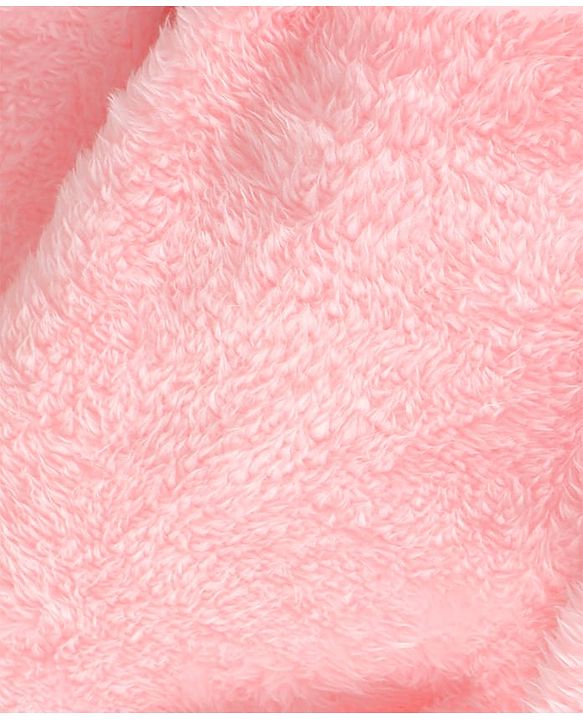Babyhug Velour Knit Full Sleeves Hooded Bath Robe With Bear Embroidery - Pink