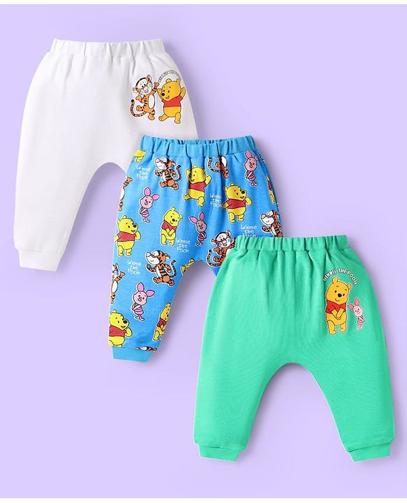 Babyhug Cotton Interlock Knit Full Length Diaper Pant with Stripes & Space Ships Print Pack of 3 - Navy Red & White main image 1