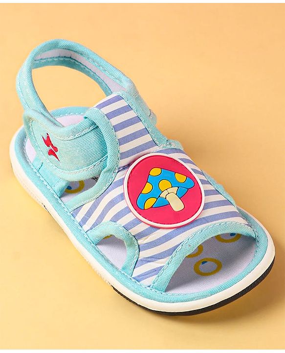 Cute Walk by Babyhug Sandals with Velcro Closure & Mushroom Applique - Aqua Blue