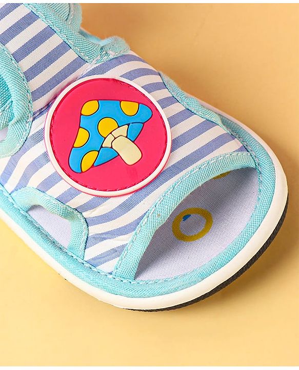 Cute Walk by Babyhug Sandals with Velcro Closure & Mushroom Applique - Aqua Blue