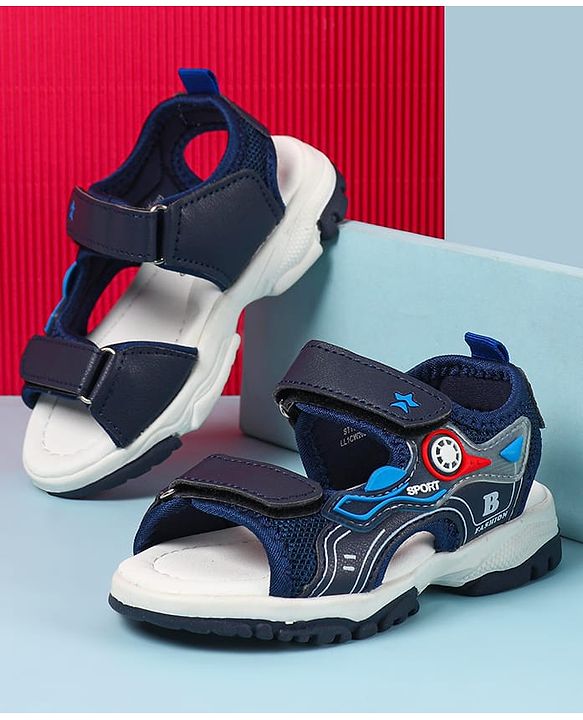 Cute Walk by Babyhug Velcro Closure Sandals With Applique- Navy Blue