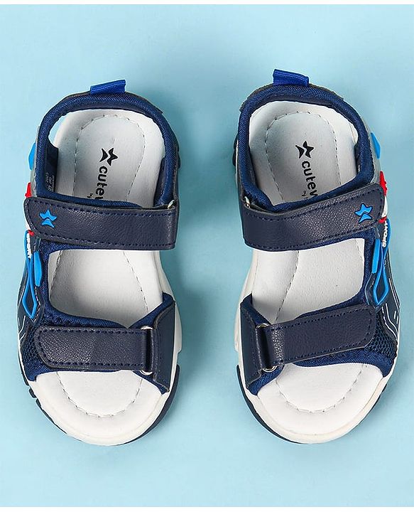 Cute Walk by Babyhug Velcro Closure Sandals With Applique- Navy Blue