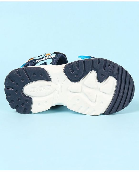 Cute Walk by Babyhug Velcro Closure Sandals with Basketball Design - Navy Blue