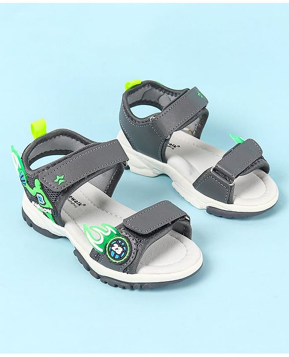 Cute Walk by Babyhug Velcro Closure Sandals with Basketball Design - Grey