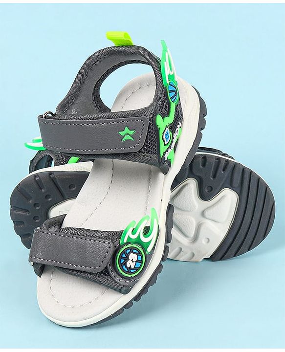 Cute Walk by Babyhug Velcro Closure Sandals with Basketball Design - Grey