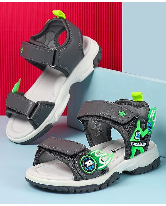 Cute Walk by Babyhug Velcro Closure Sandals with Basketball Design - Grey