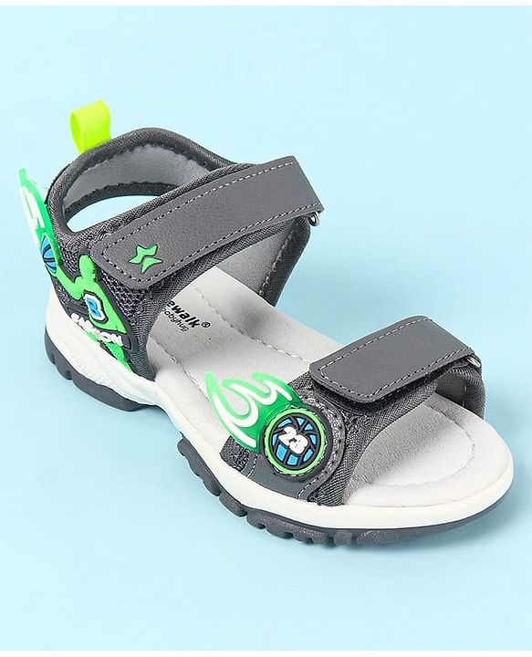 Cute Walk by Babyhug Velcro Closure Sandals with Basketball Design - Grey