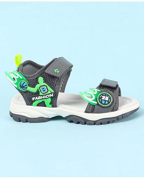 Cute Walk by Babyhug Velcro Closure Sandals with Basketball Design - Grey