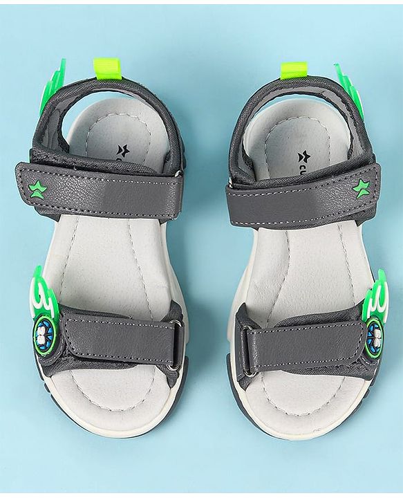 Cute Walk by Babyhug Velcro Closure Sandals with Basketball Design - Grey