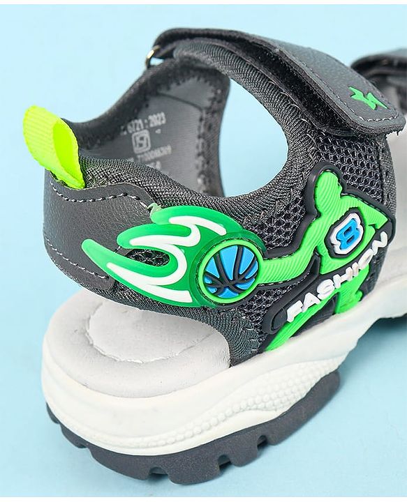 Cute Walk by Babyhug Velcro Closure Sandals with Basketball Design - Grey