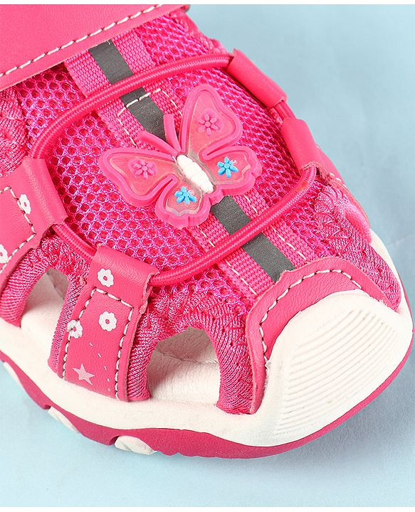 Cute Walk by Babyhug Velcro Closure Sandals with Butterfly Applique - Pink