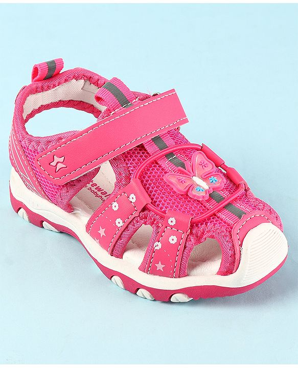 Cute Walk by Babyhug Velcro Closure Sandals with Butterfly Applique - Pink