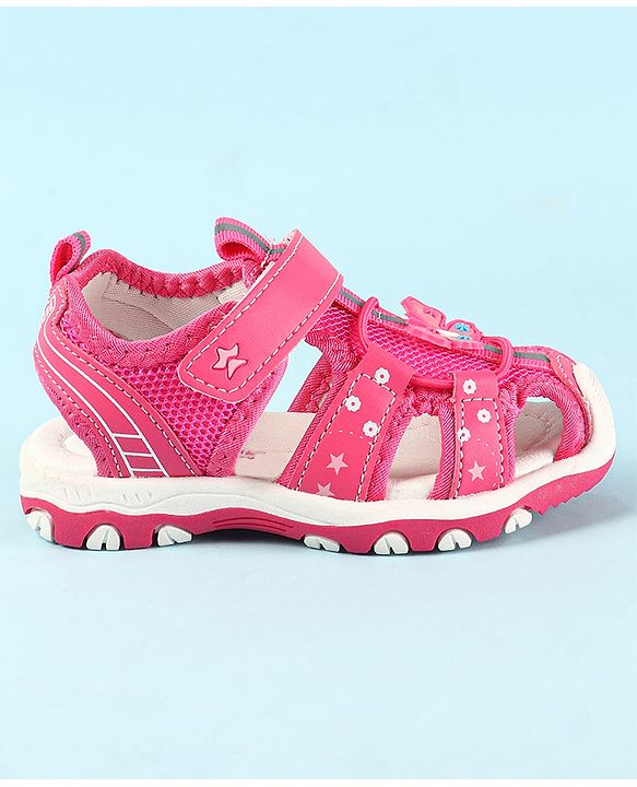 Cute Walk by Babyhug Velcro Closure Sandals with Butterfly Applique - Pink