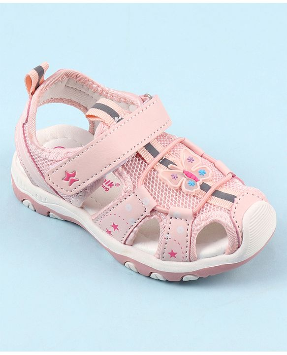 Cute Walk by Babyhug Velcro Closure Sandals with Butterfly Applique - Pink
