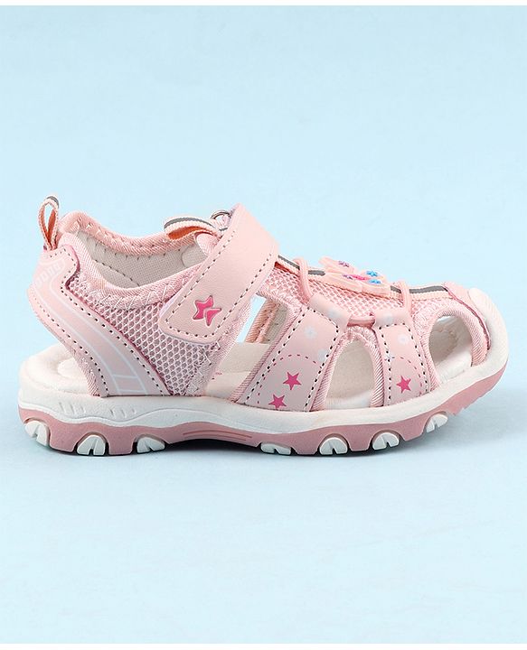 Cute Walk by Babyhug Velcro Closure Sandals with Butterfly Applique - Pink