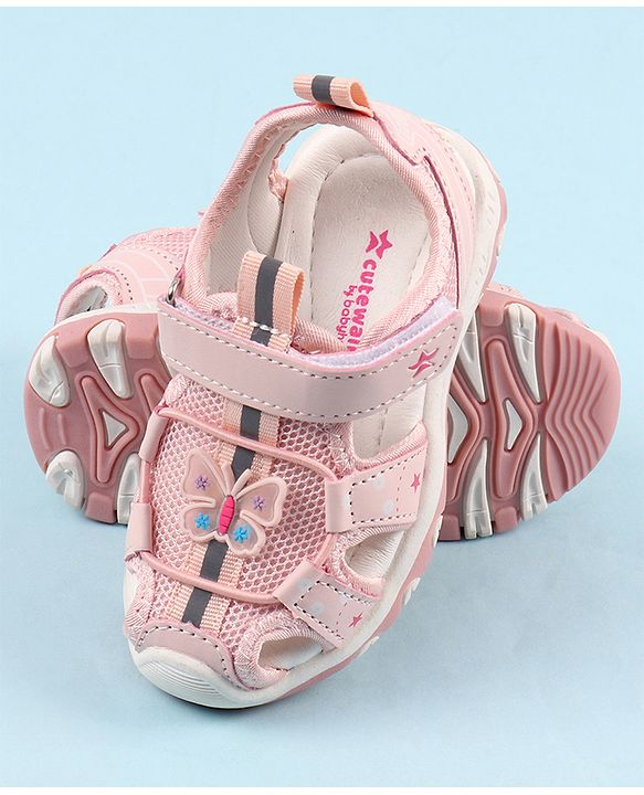 Cute Walk by Babyhug Velcro Closure Sandals with Butterfly Applique - Pink