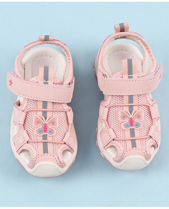 Cute Walk by Babyhug Velcro Closure Sandals with Butterfly Applique - Pink