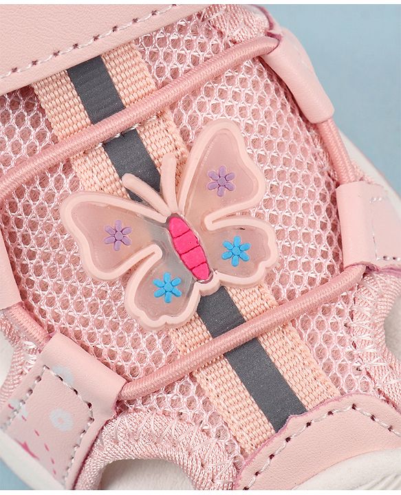 Cute Walk by Babyhug Velcro Closure Sandals with Butterfly Applique - Pink