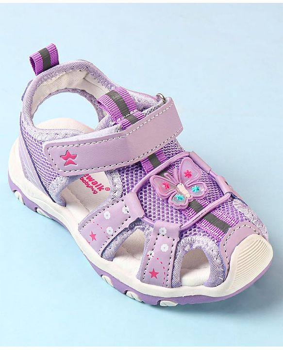 Cute Walk by Babyhug Velcro Closure Sandals with Butterfly Applique - Pink