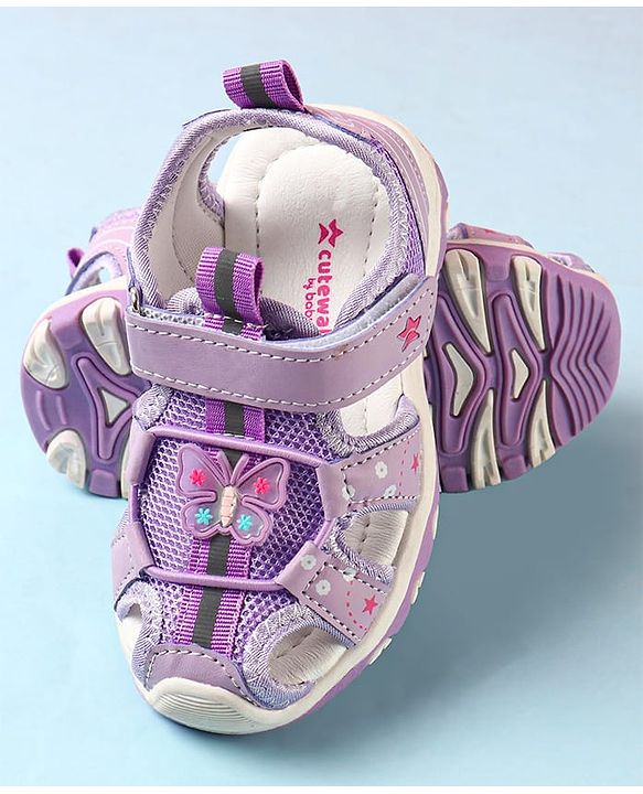Cute Walk by Babyhug Velcro Closure Sandals with Butterfly Applique - Pink