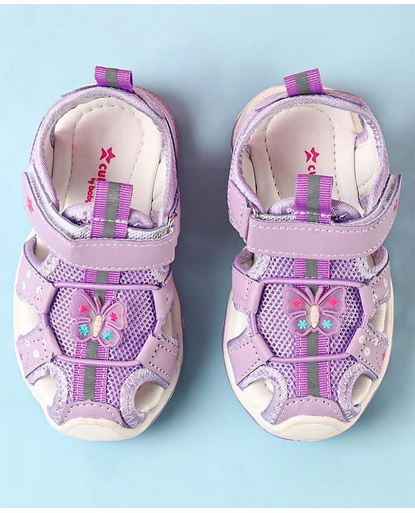 Cute Walk by Babyhug Velcro Closure Sandals with Butterfly Applique - Pink