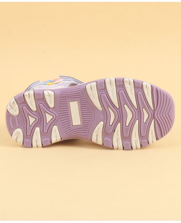 Pine Kids Velcro Closure Sandals With Butterfly Applique - Purple