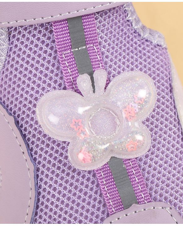 Pine Kids Velcro Closure Sandals With Butterfly Applique - Purple