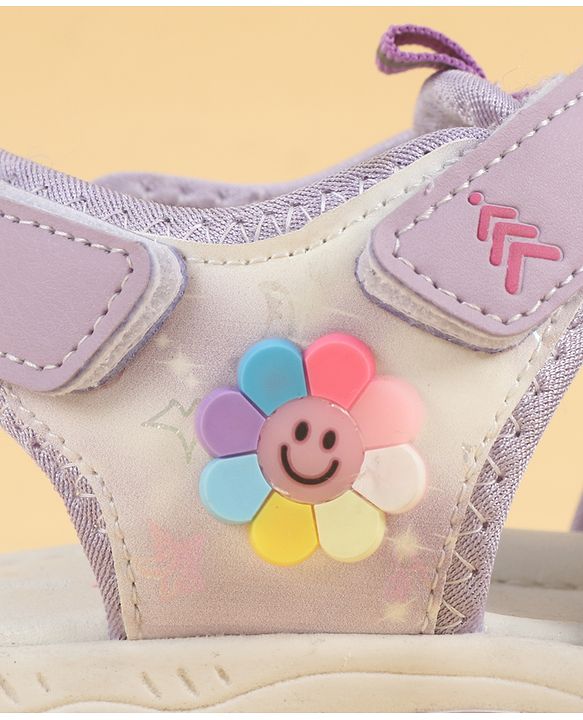 Pine Kids Velcro Closure Sandals With Butterfly Applique - Purple