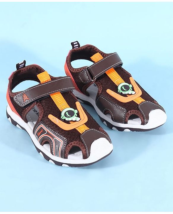 Pine Kids Sandals with Velcro Closure & Astronaut Applique - Brown