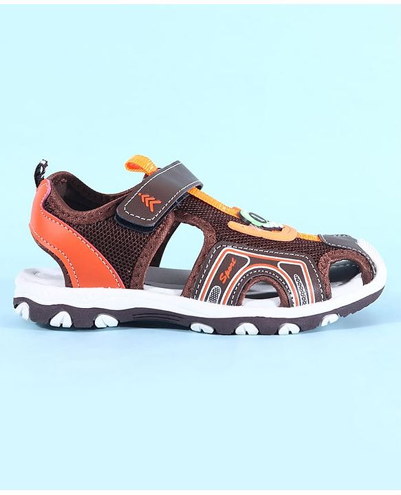 Pine Kids Sandals with Velcro Closure & Astronaut Applique - Brown