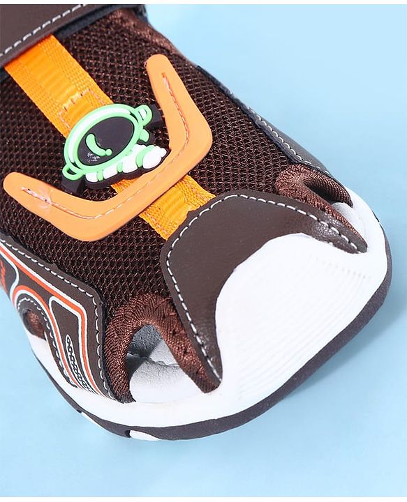 Pine Kids Sandals with Velcro Closure & Astronaut Applique - Brown
