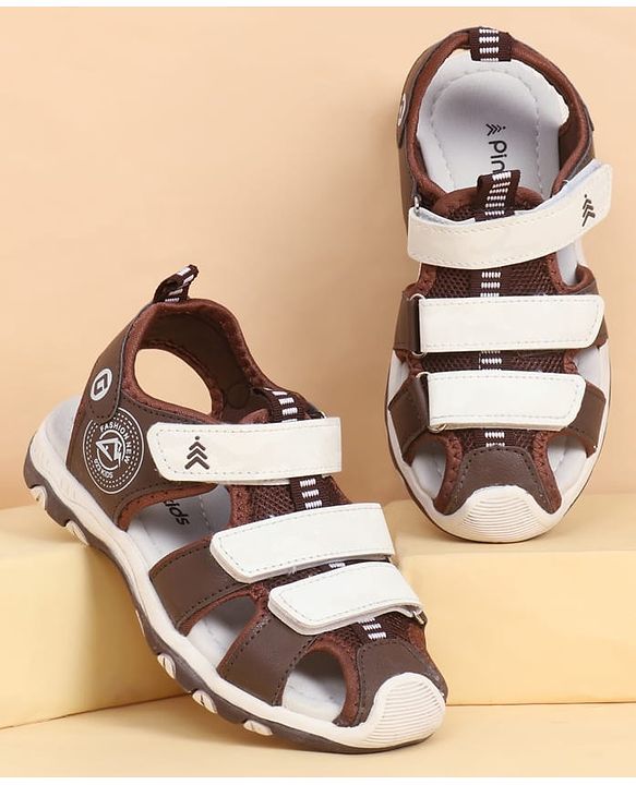 Pine Kids Velcro Closure Solid Sandals - Brown