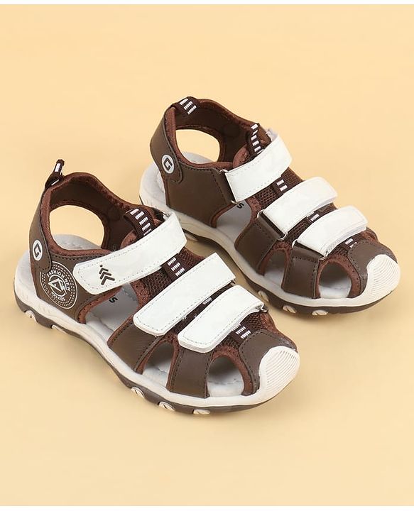 Pine Kids Velcro Closure Solid Sandals - Brown