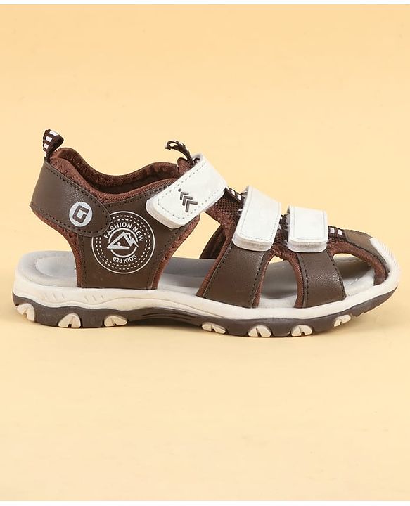 Pine Kids Velcro Closure Solid Sandals - Brown